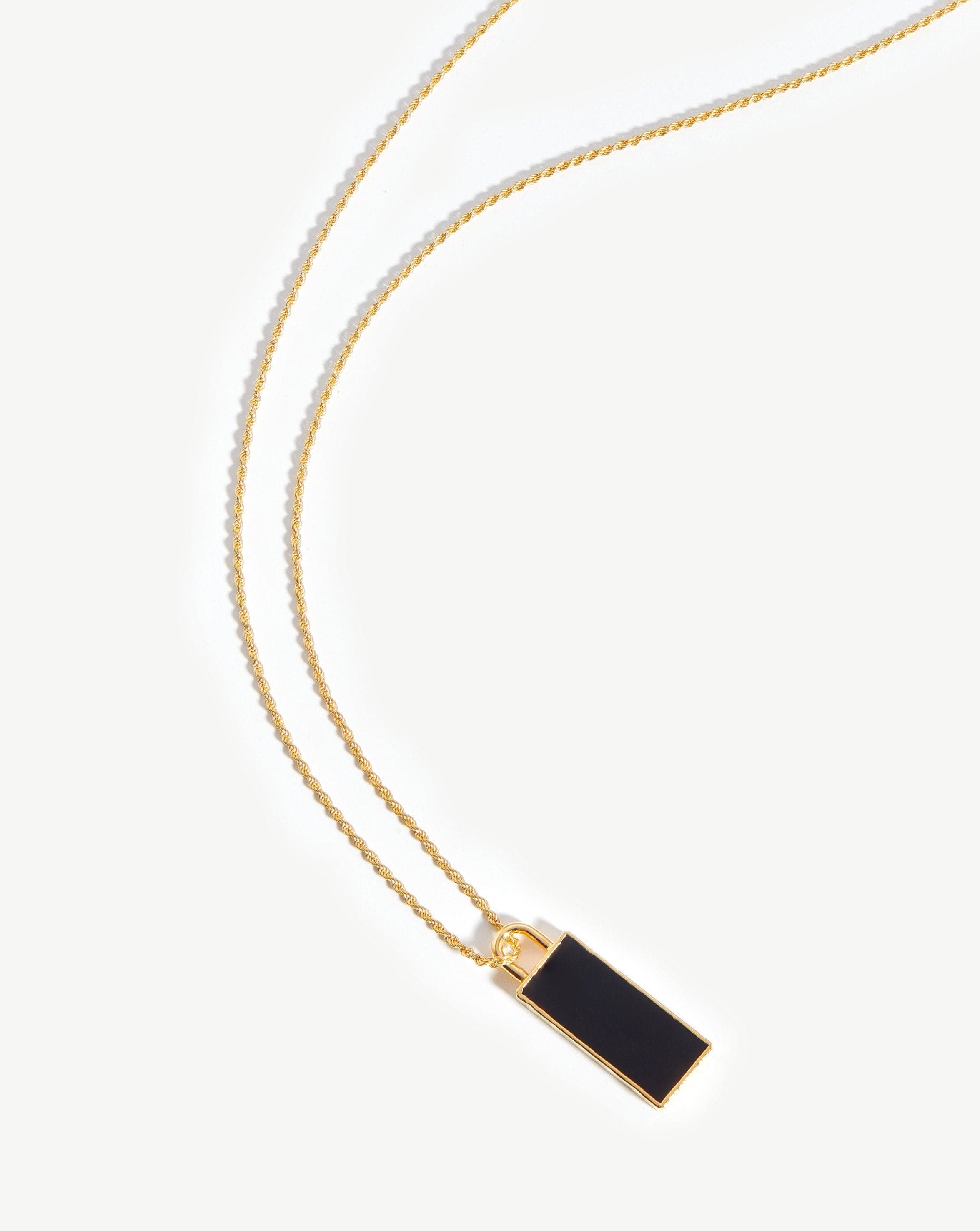 Rectangle Pendant Chain Necklace Necklaces Missoma 18ct Gold Plated/Black Onyx 