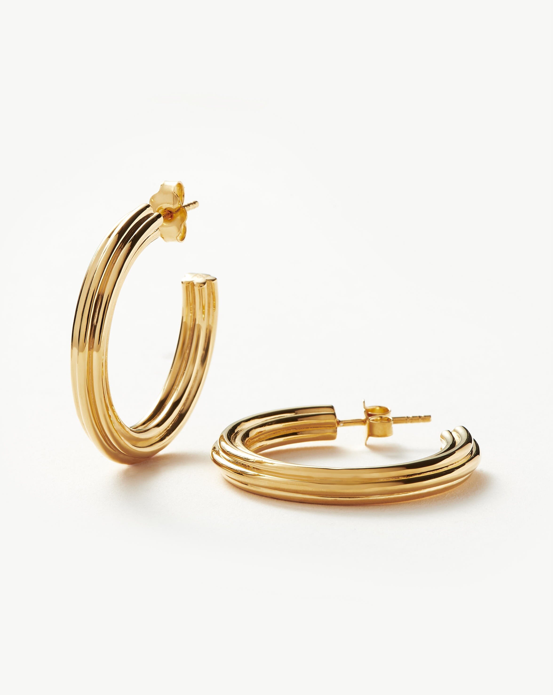 Ridge Large Hoop Earrings | 18ct Gold Plated Earrings Missoma 