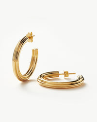 Ridge Large Hoop Earrings | 18ct Gold Plated Earrings Missoma 