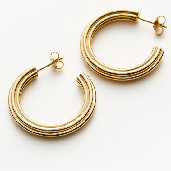 Ridge Large Hoop Earrings | 18ct Gold Plated Earrings Missoma 
