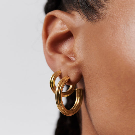 Ridge Large Hoop Earrings | 18ct Gold Plated Earrings Missoma 