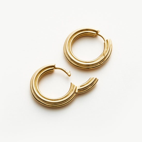 Ridge Medium Hoop Earrings | 18ct Gold Plated Earrings Missoma 