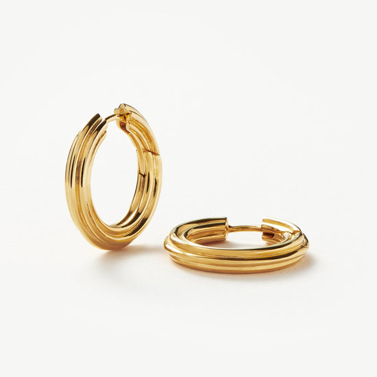 Ridge Medium Hoop Earrings | 18ct Gold Plated Earrings Missoma 