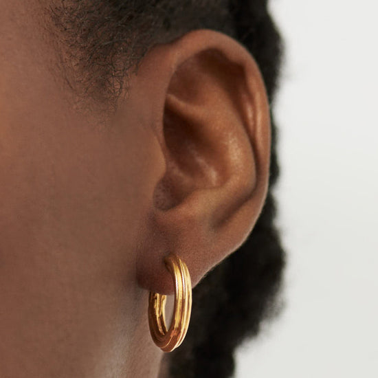 Ridge Medium Hoop Earrings | 18ct Gold Plated Earrings Missoma 