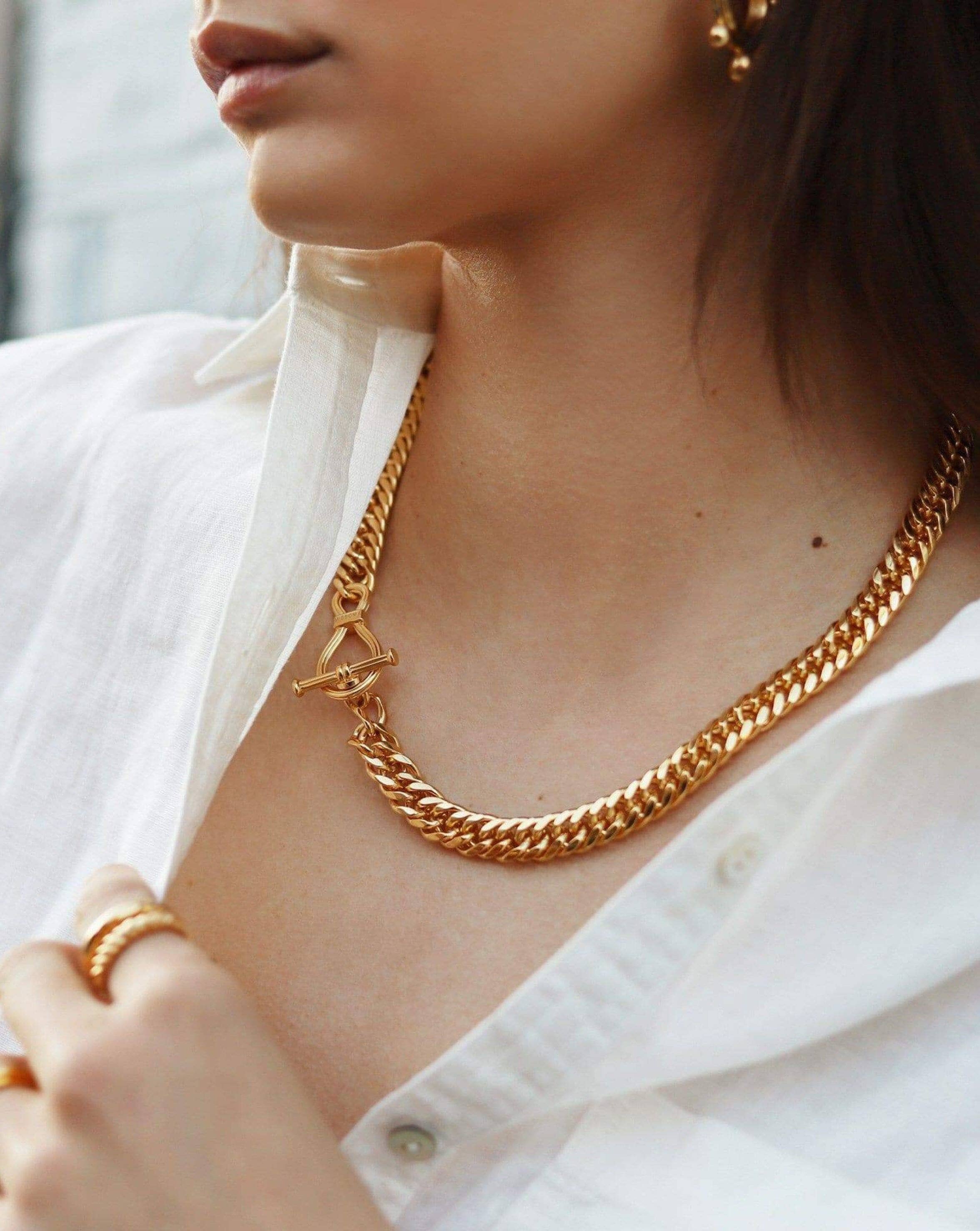 V by Laura Vann 18ct Gold-Plated Vermeil Silver Dyllan Black Enamel T-Bar  Pendant Necklace | Liberty