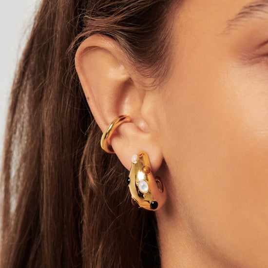 Savi Dome Medium Gemstone Hoop Earrings | 18ct Gold Plated/Multi Earrings Missoma 