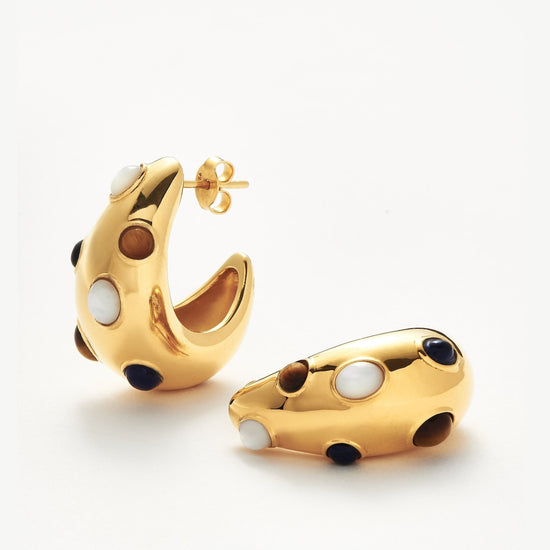 Savi Dome Medium Gemstone Hoop Earrings | 18ct Gold Plated/Multi Earrings Missoma 