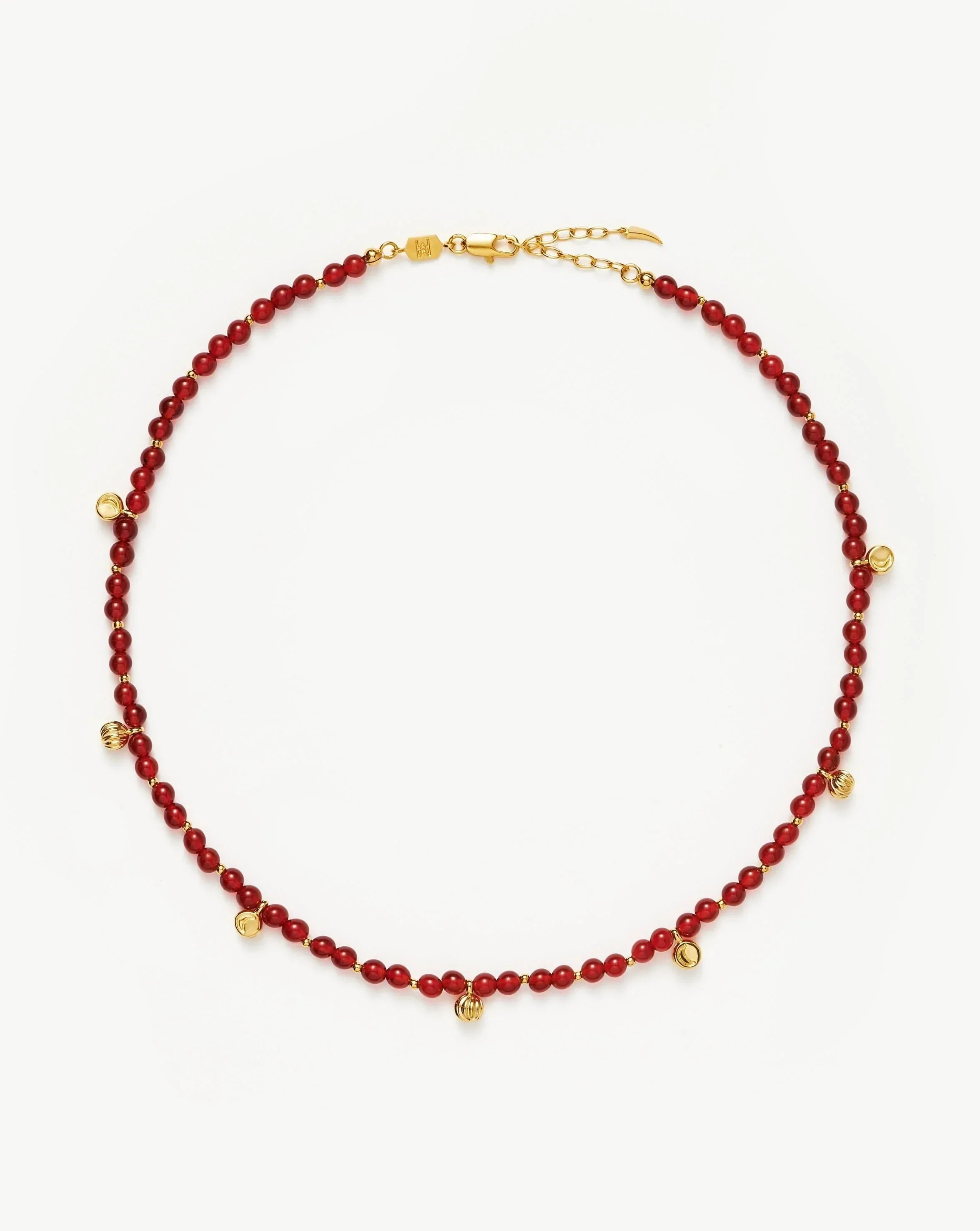 Savi Gemstone Beaded Necklace | 18ct Gold Plated Vermeil/Red Chalcedony Necklaces Missoma 18ct Gold Plated/Red Chalcedony 