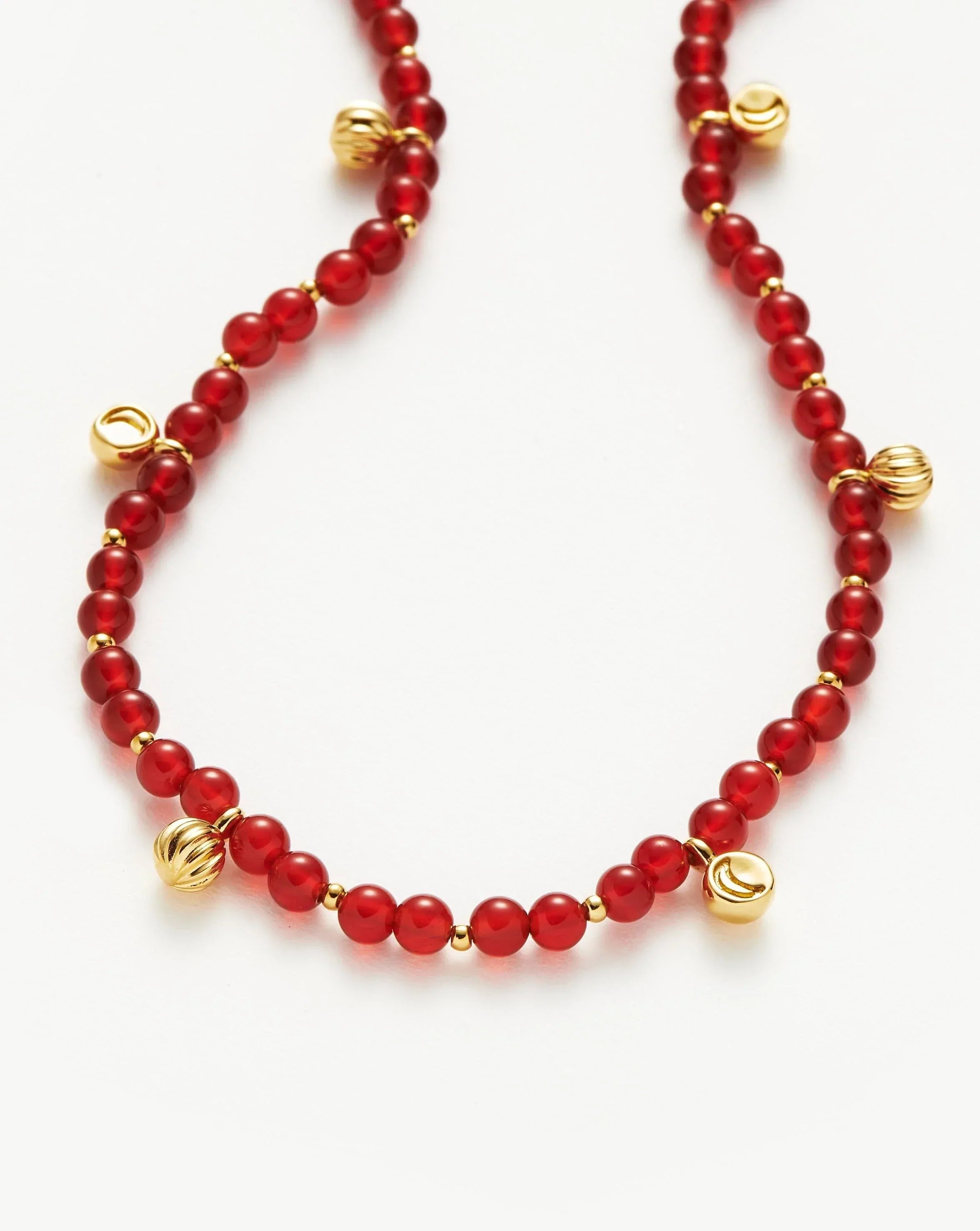 Savi Gemstone Beaded Necklace | 18ct Gold Plated Vermeil/Red Chalcedony Necklaces Missoma 