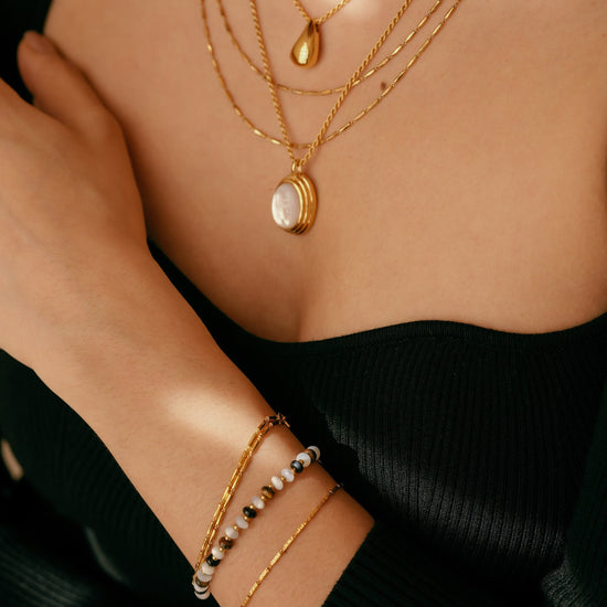 Savi Pearl & Gemstone Beaded Bracelet | 18ct Gold Plated/Multi Bracelets Missoma 