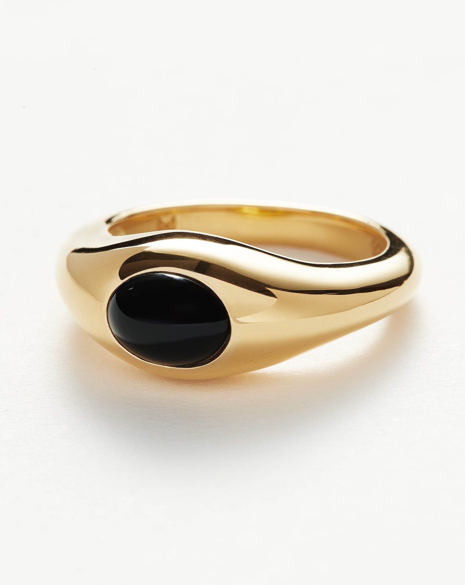 Savi Sculptural Gemstone Stacking Ring | 18ct Gold Plated Vermeil/Black Onyx Rings Missoma 