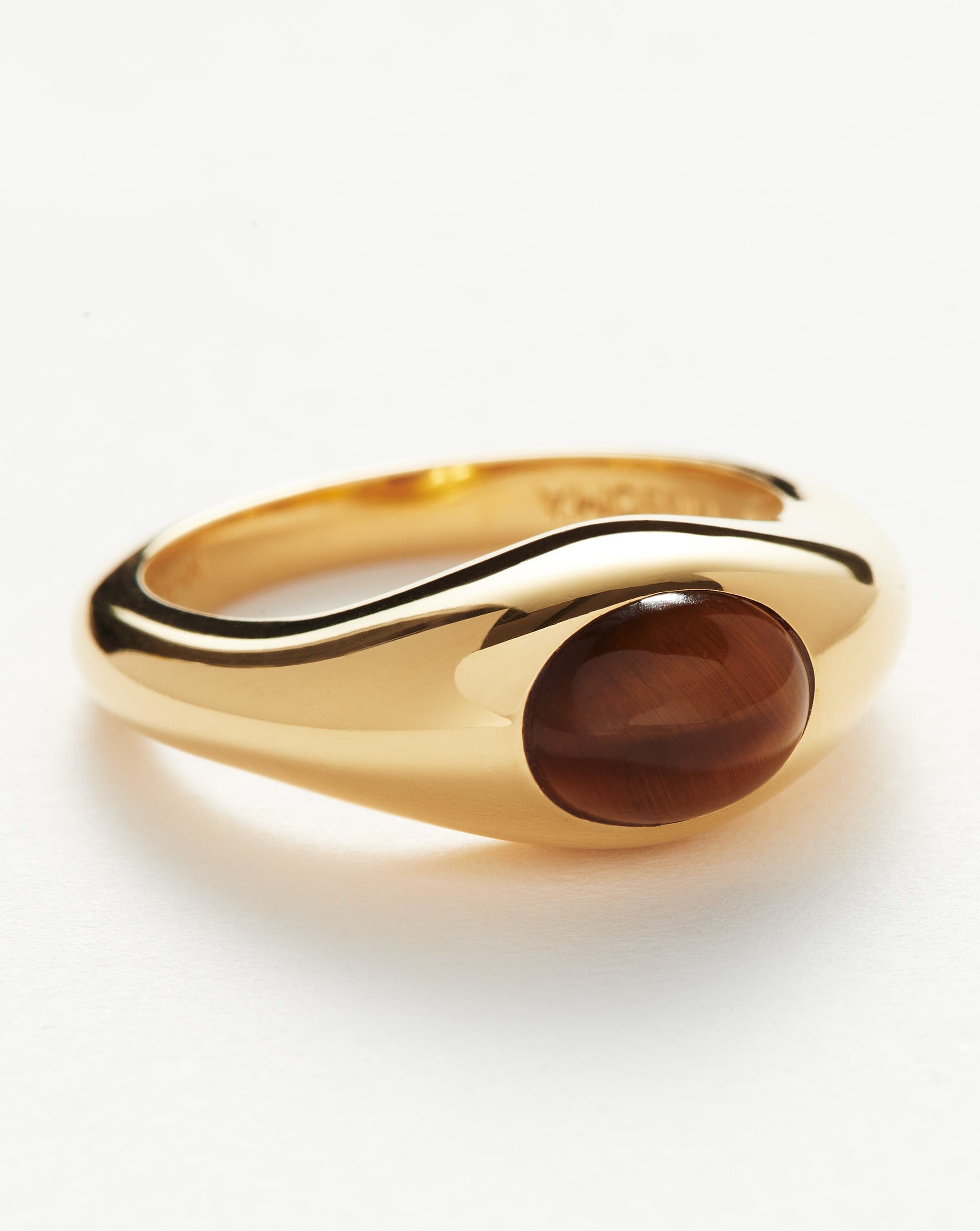 Savi Sculptural Gemstone Stacking Ring | 18ct Gold Plated Vermeil/Tiger's  Eye