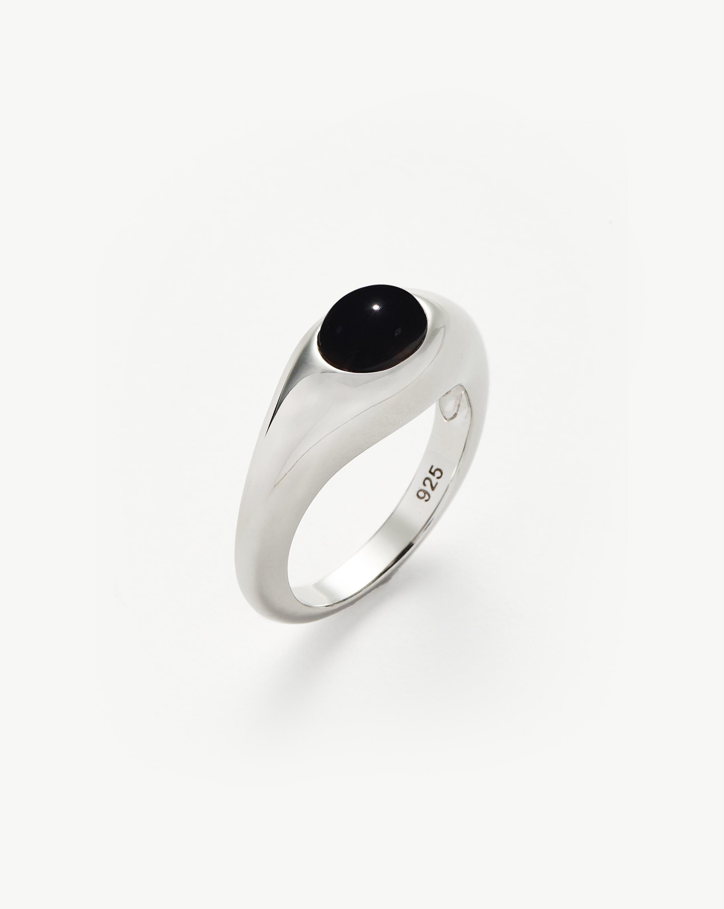 Savi Sculptural Gemstone Stacking Ring | Sterling Silver/Black Onyx Rings Missoma 