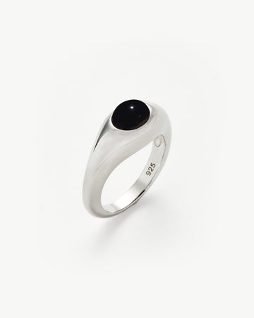 Savi Sculptural Gemstone Stacking Ring | Sterling Silver/Black Onyx Rings Missoma 