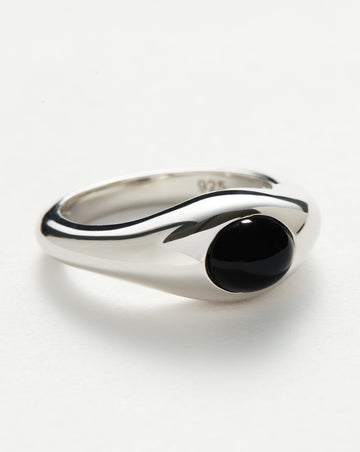 Savi Sculptural Gemstone Stacking Ring | Sterling Silver/Black Onyx Rings Missoma 