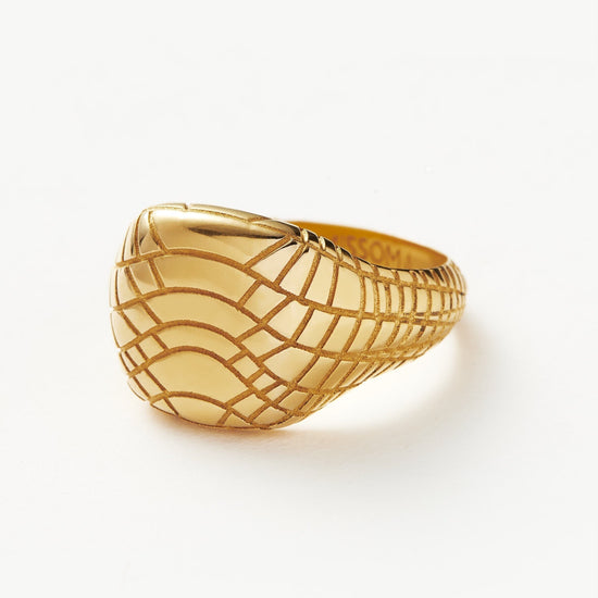 Serpent Textured Signet Ring | 18ct Gold Plated Rings Missoma 