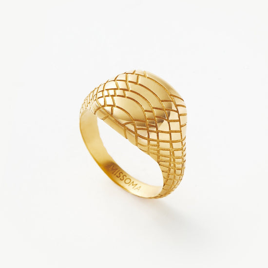 Serpent Textured Signet Ring | 18ct Gold Plated Rings Missoma 