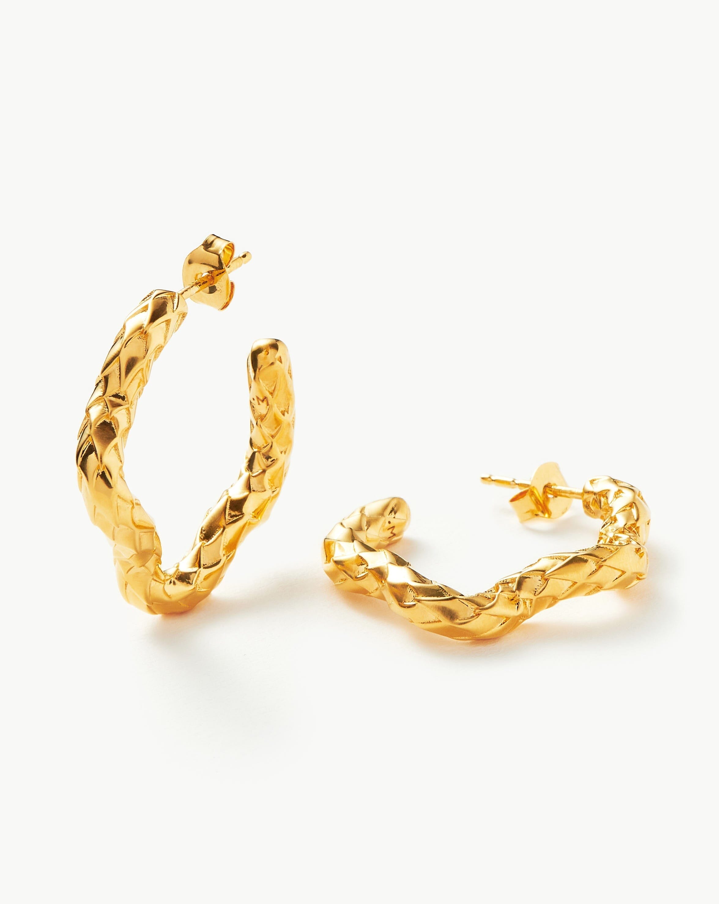 Serpent Textured Squiggle Medium Hoop Earrings | 18ct Gold Plated Earrings Missoma 18ct Gold Plated 