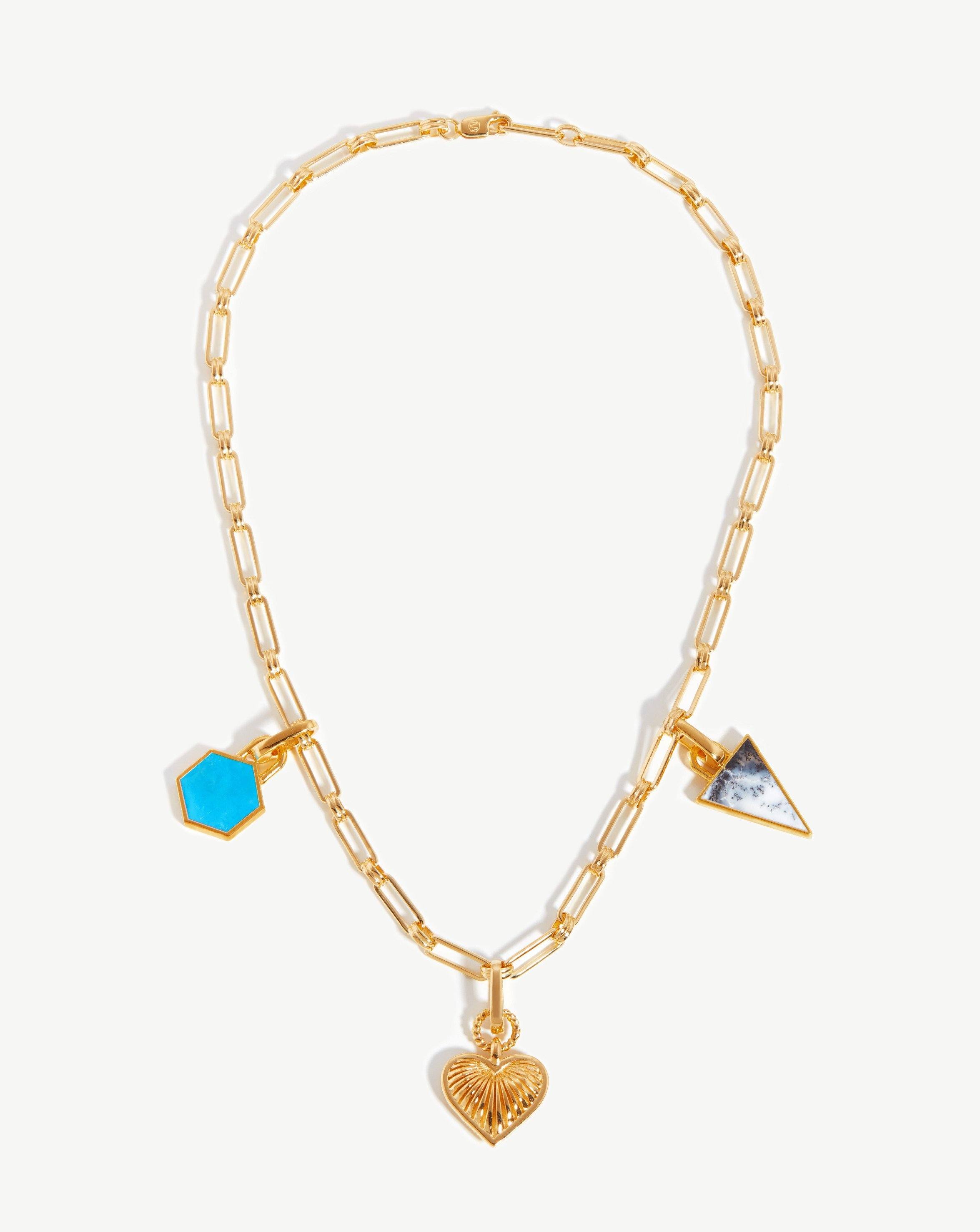 Shape Of Your Heart Charm Necklace Necklaces Missoma 18ct Gold Plated/Dendritic & Turquoise 