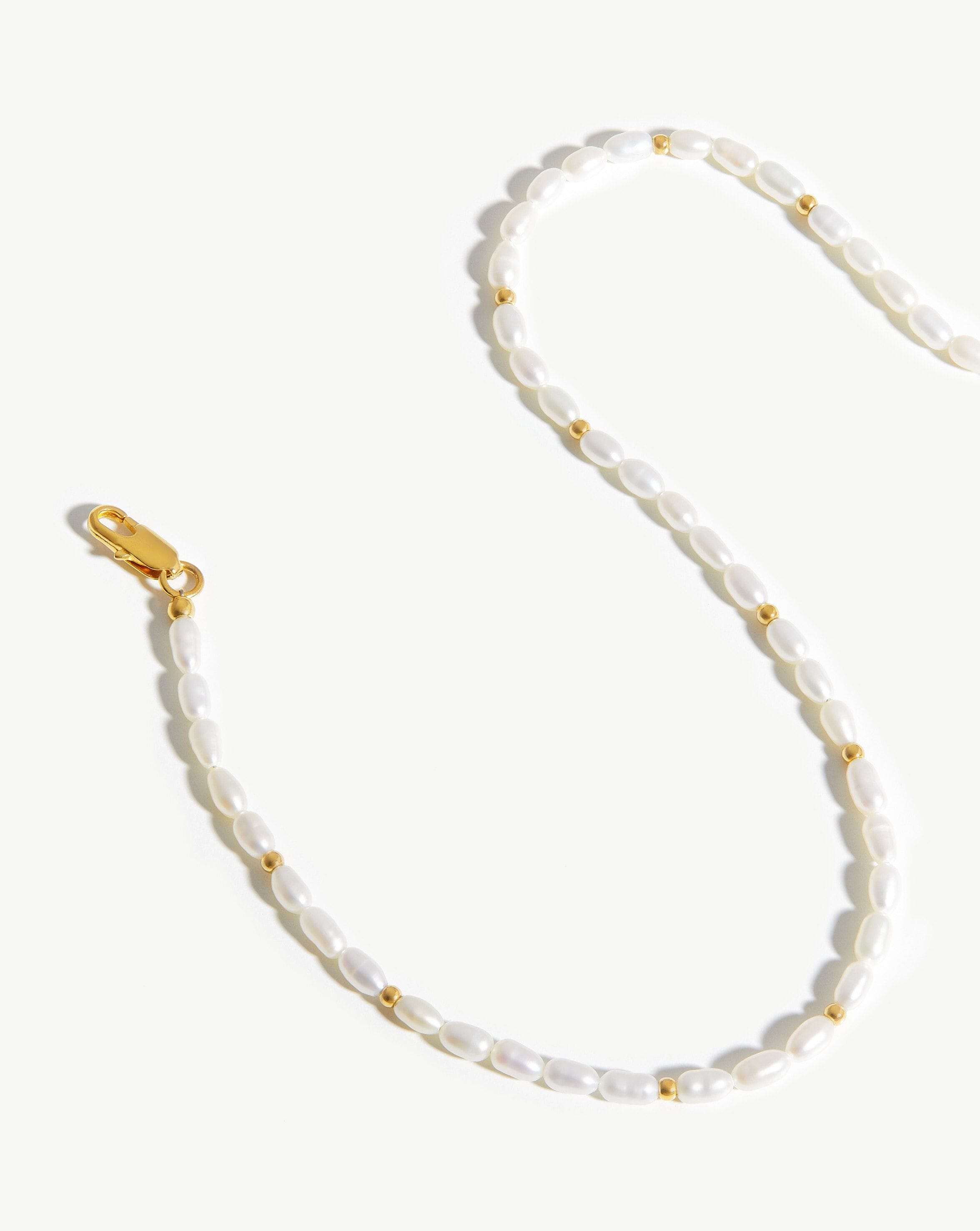 Short Seed Pearl Beaded Necklace | 18ct Gold Plated/Pearl | Missoma