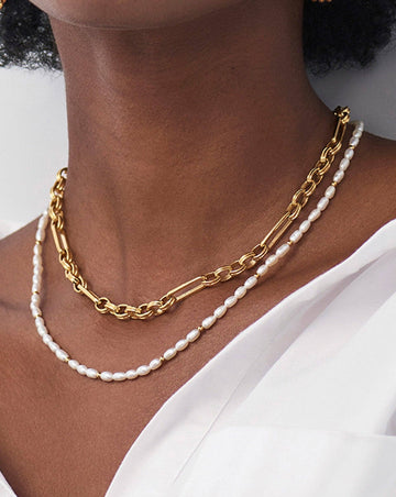 Short Seed Pearl Beaded Necklace | 18ct Gold Plated/Pearl Necklaces Missoma 