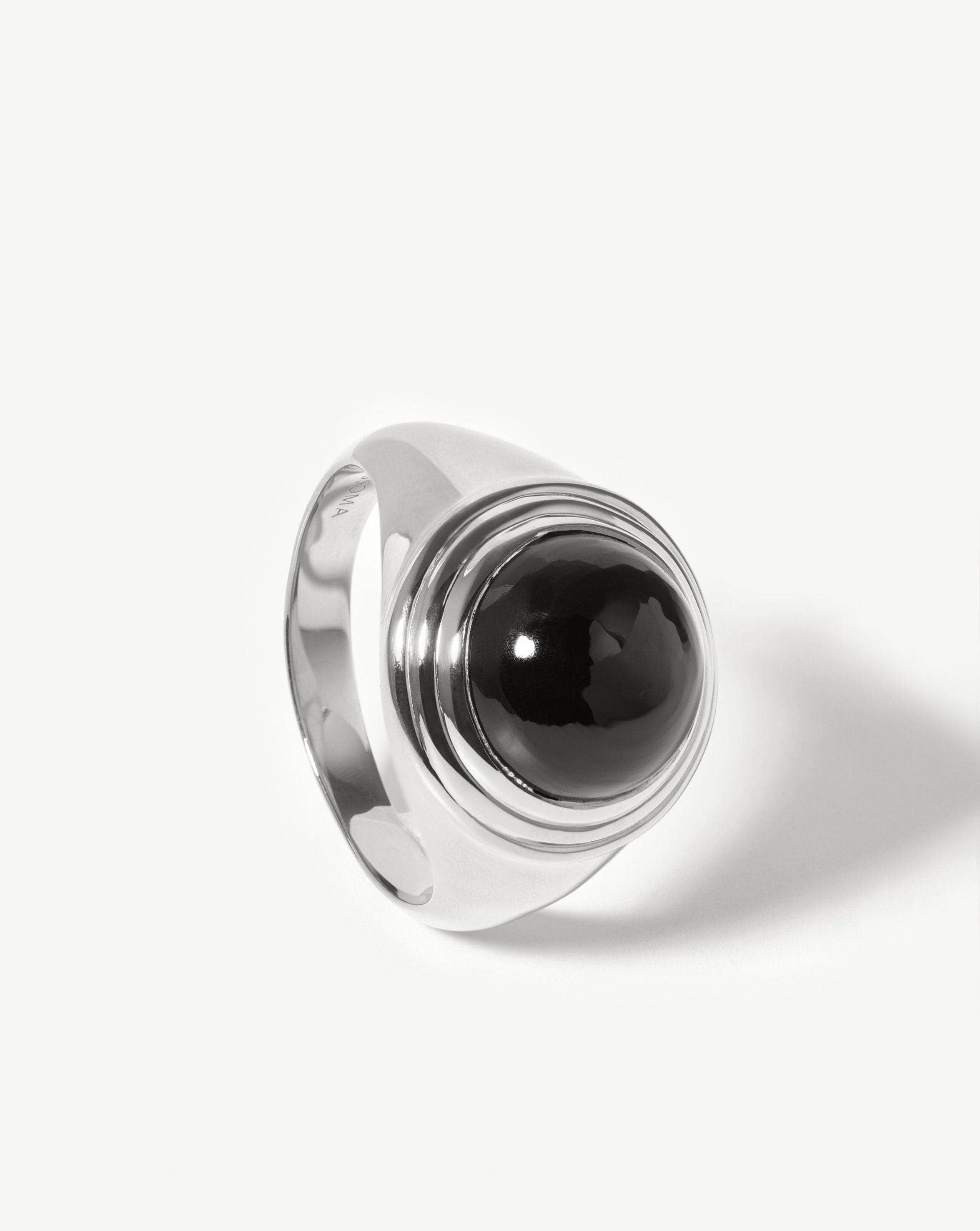 Sphere Ridge Ring | Silver Plated/Black Onyx Rings Missoma 