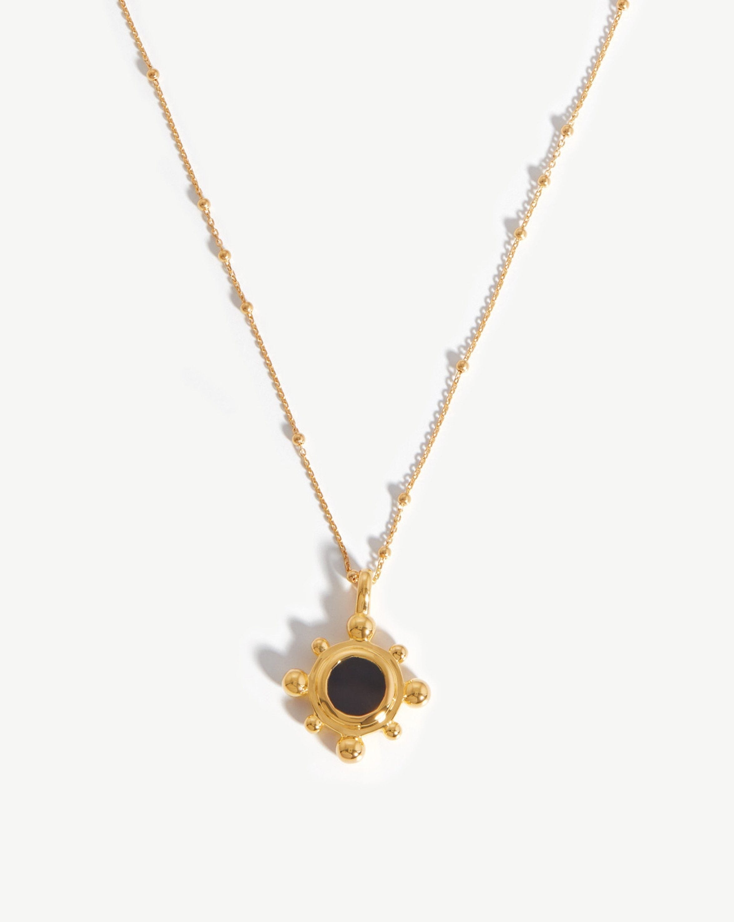 Sphere Round Pendant Necklace | 18ct Gold Plated/Black Onyx Necklaces Missoma 