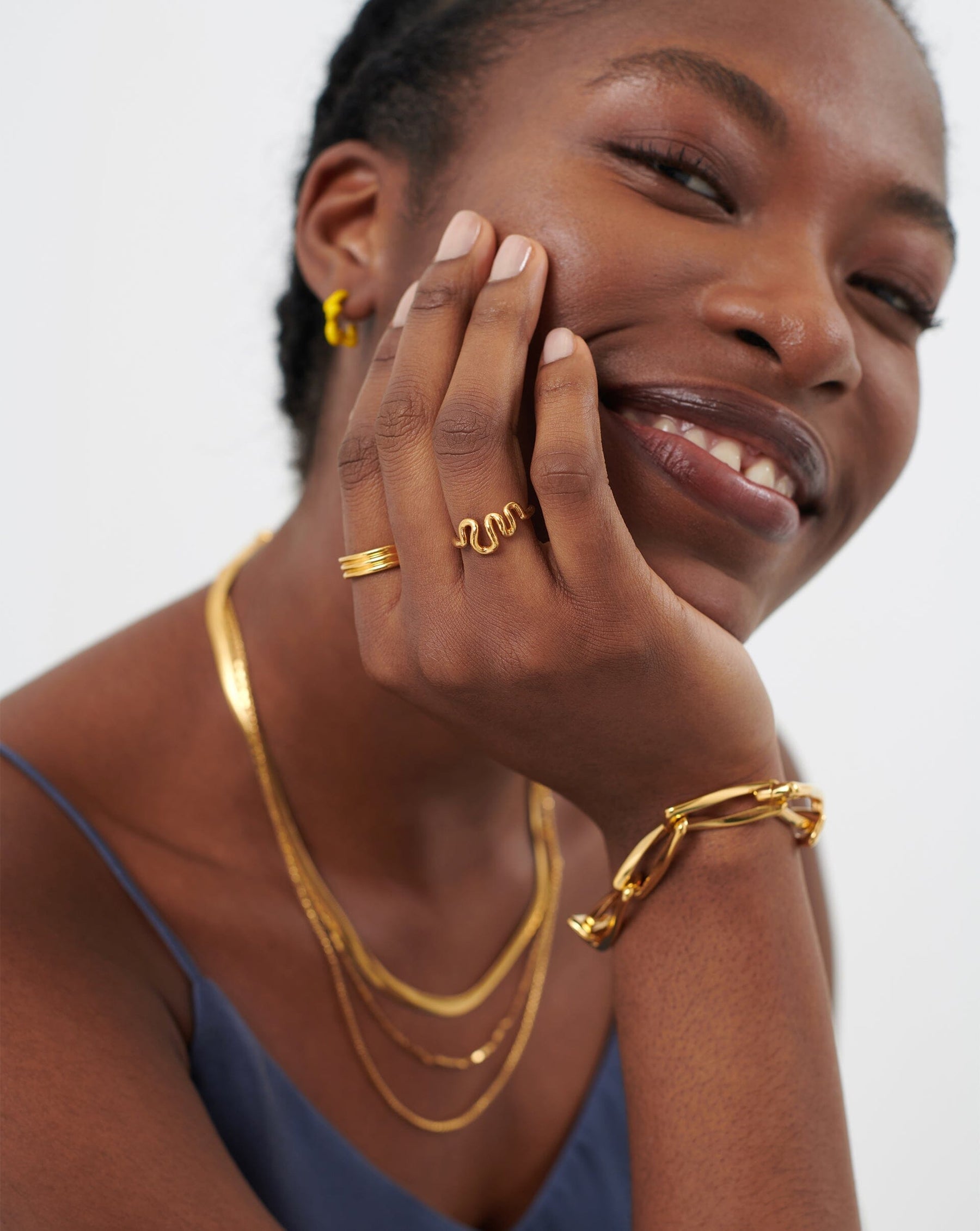 Squiggle Wavy Stacking Ring | 18ct Gold Plated Vermeil | Missoma