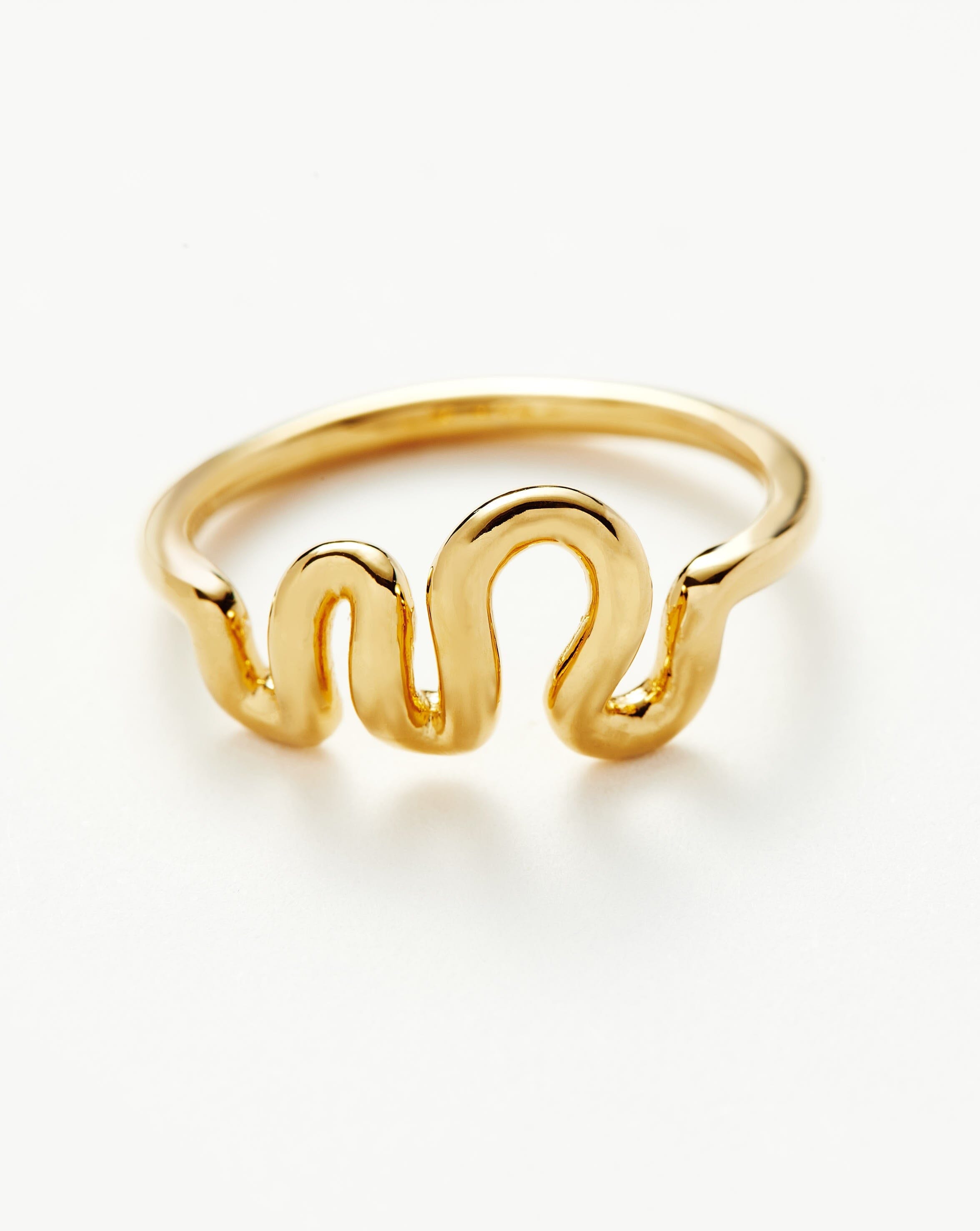 Missoma Squiggle Curve Two Tone Enamel Stacking Ring | 18ct Gold Plated Vermeil/Hot Pink Gold/Pink