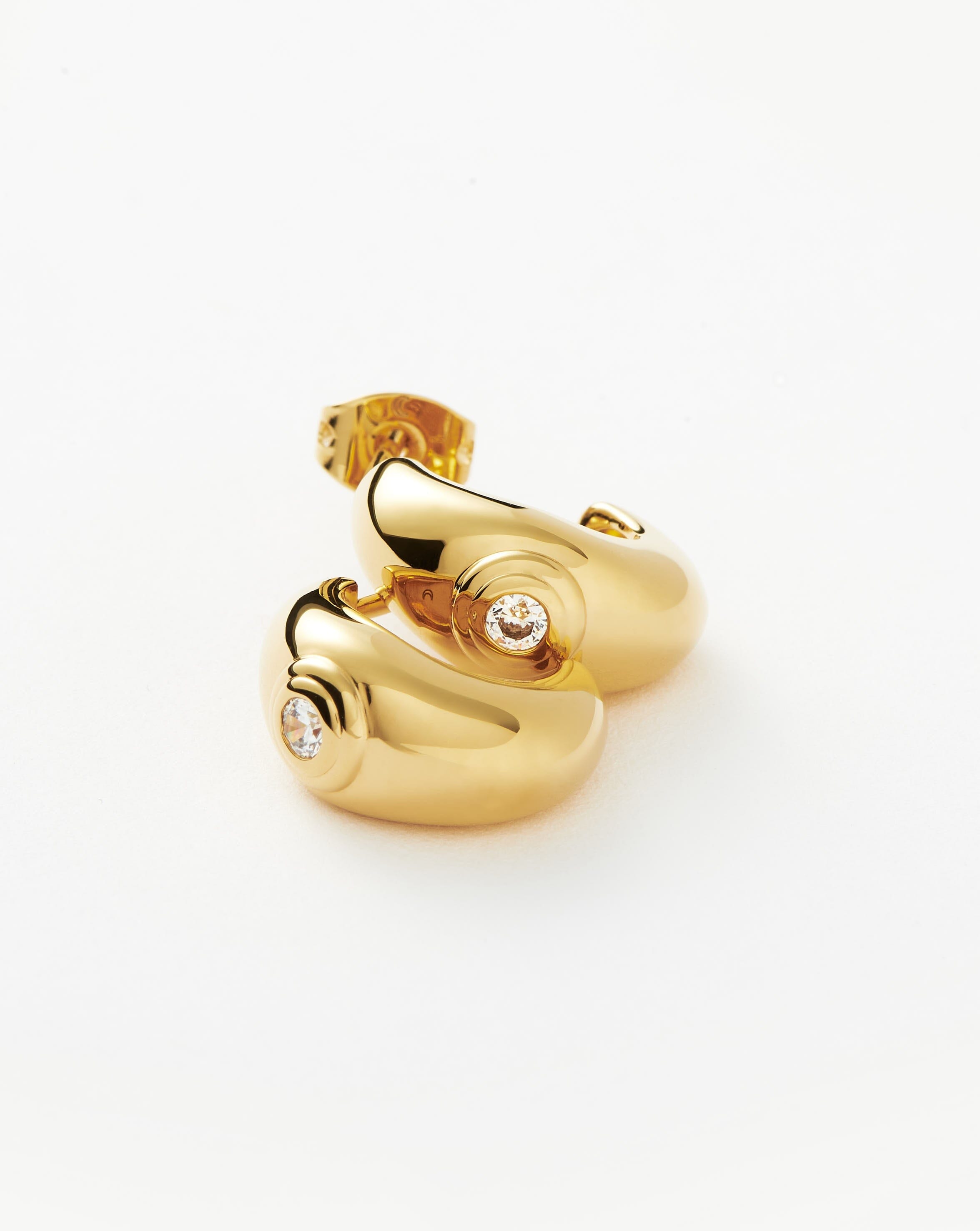 Stone Dome Mini Hoop Earrings | 18ct Gold Plated/Cubic Zirconia Earrings Missoma 