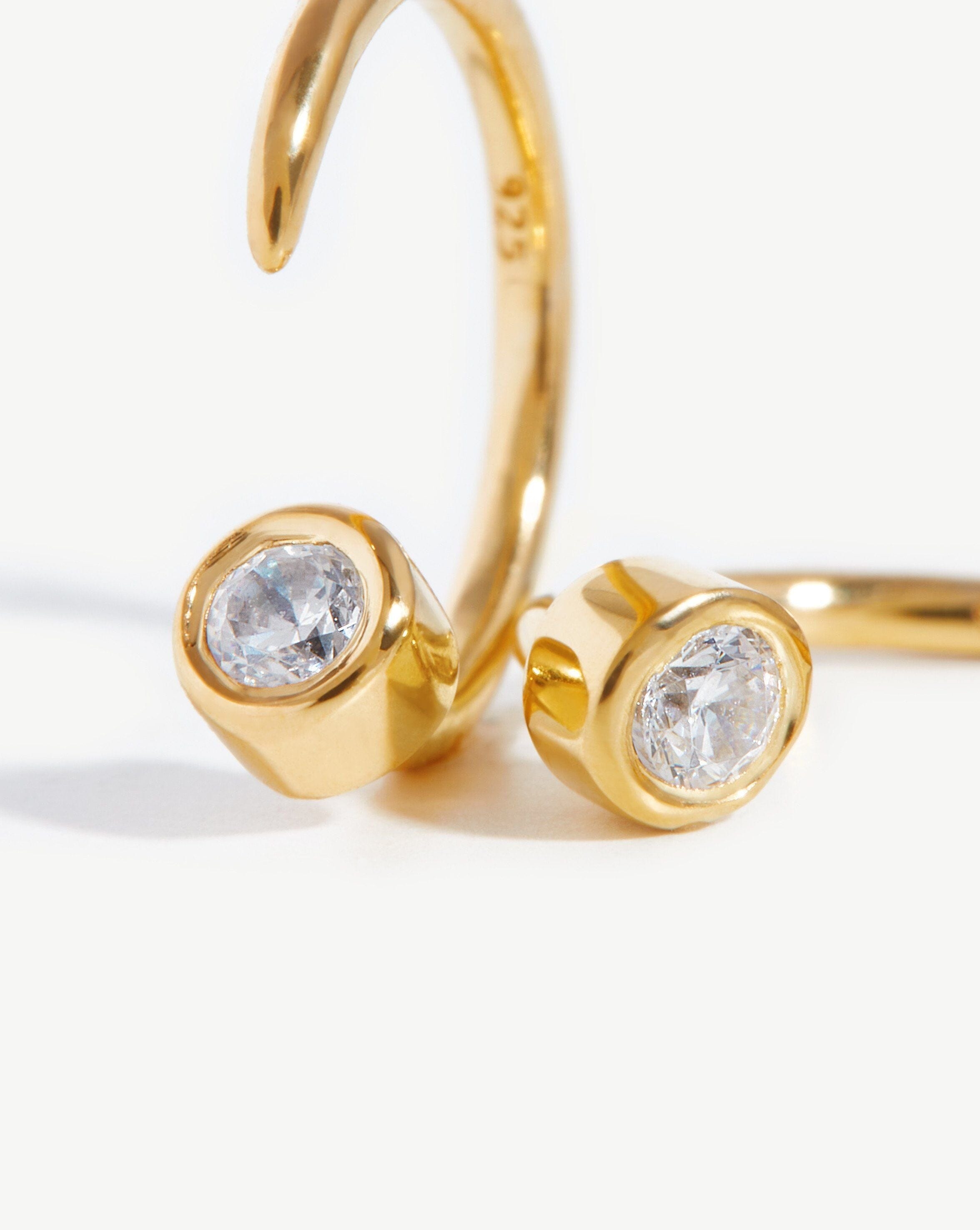 Thread Stone Huggies | 18ct Gold Plated Vermeil/Cubic Zirconia Earrings Missoma 