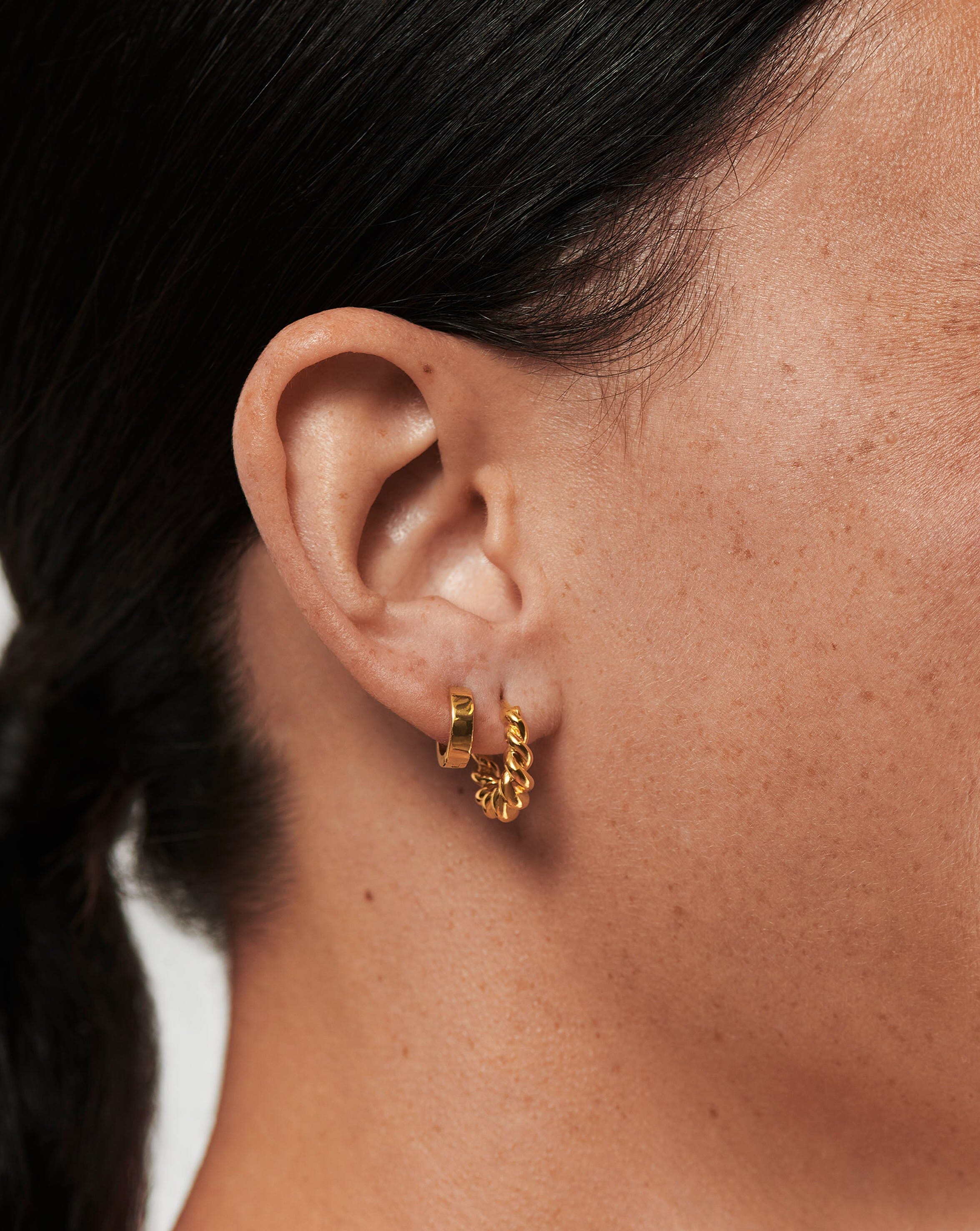 Twisted & Chubby Huggies Earring Set | 18ct Gold Plated Vermeil | Missoma