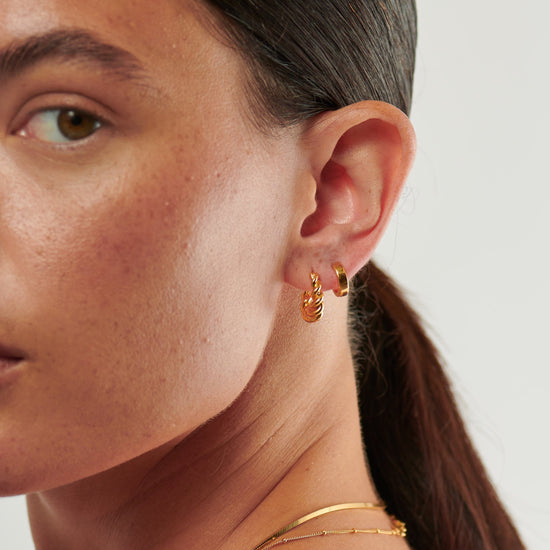 Twisted & Chubby Huggies Earring Set | 18ct Gold Plated Vermeil Earrings Missoma 