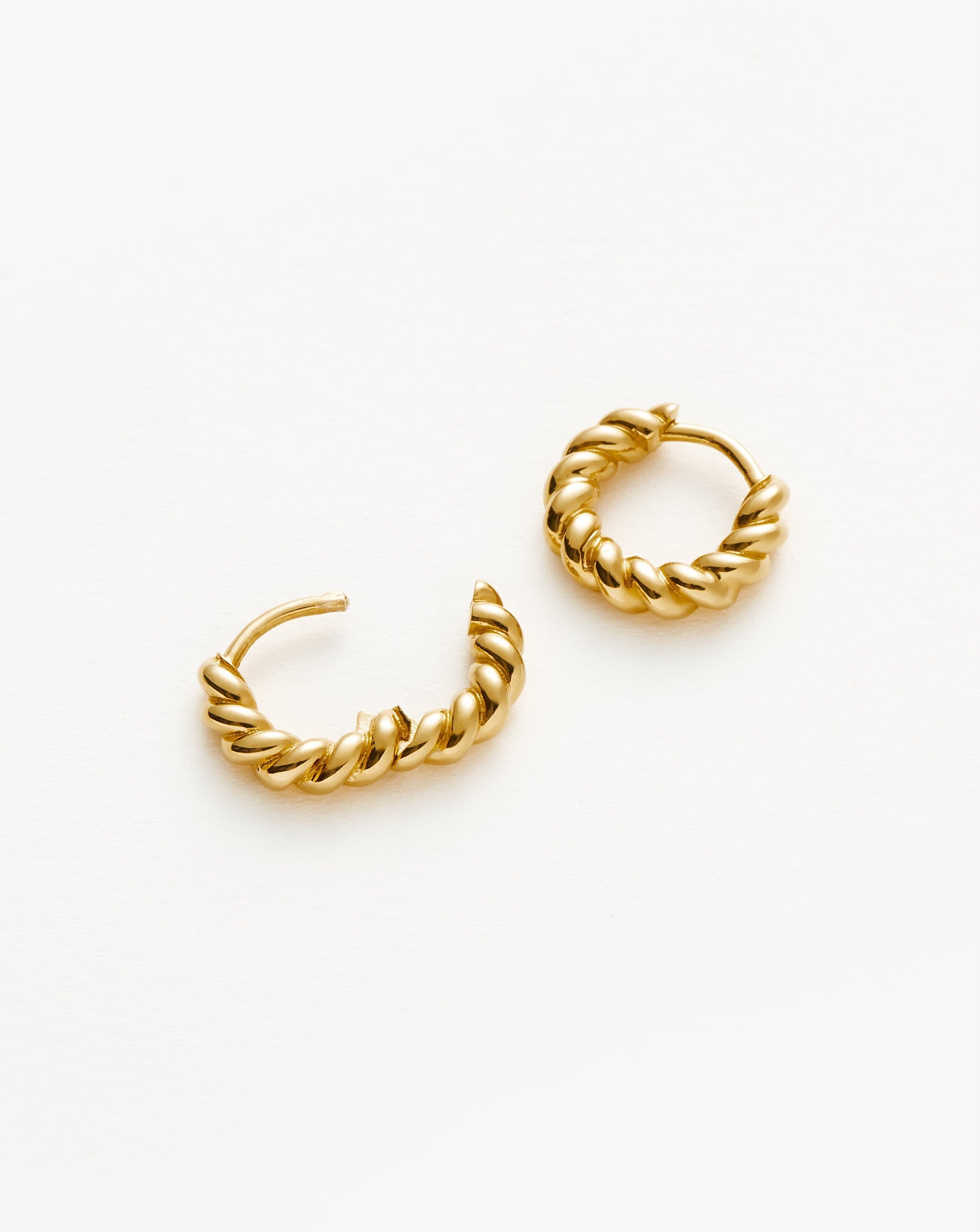 Twisted Helical Huggies | 18ct Gold Plated Vermeil Earrings Missoma 