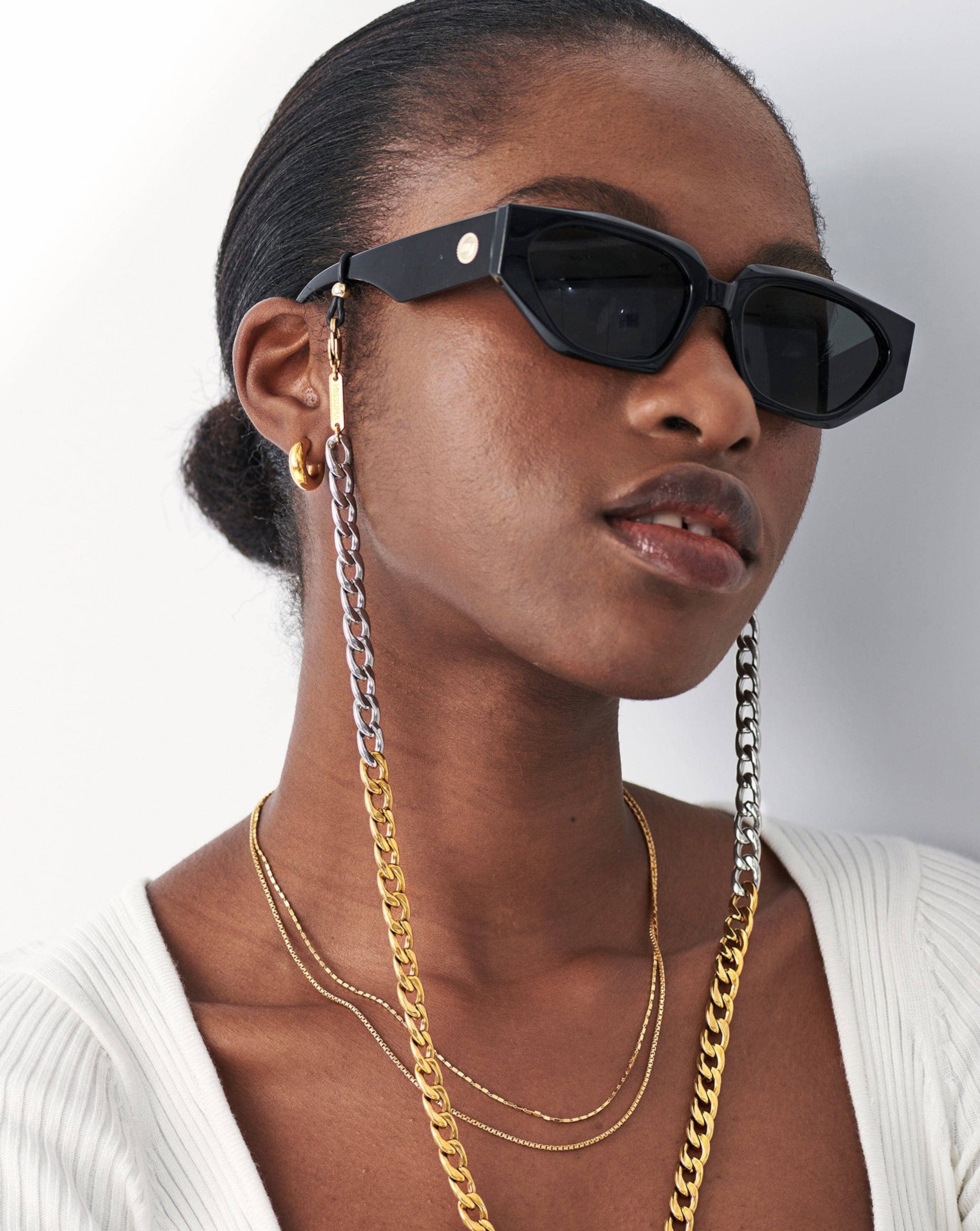 Two Tone Curb Eyewear Chain, 18ct Gold Plated/Silver Plated