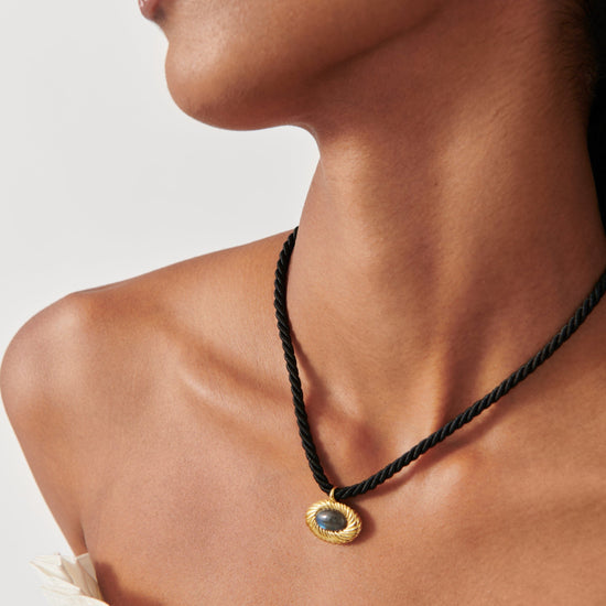 Wavy Ridge Caspia Gemstone Cord Necklace Necklaces Missoma 