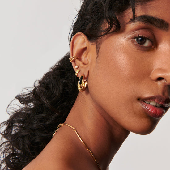Wavy Ridge Gemstone Medium Hoop Earrings Earrings Missoma 