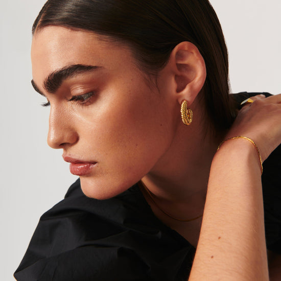 Wavy Ridge Twisted Chubby Medium Hoop Earrings Earrings Missoma 