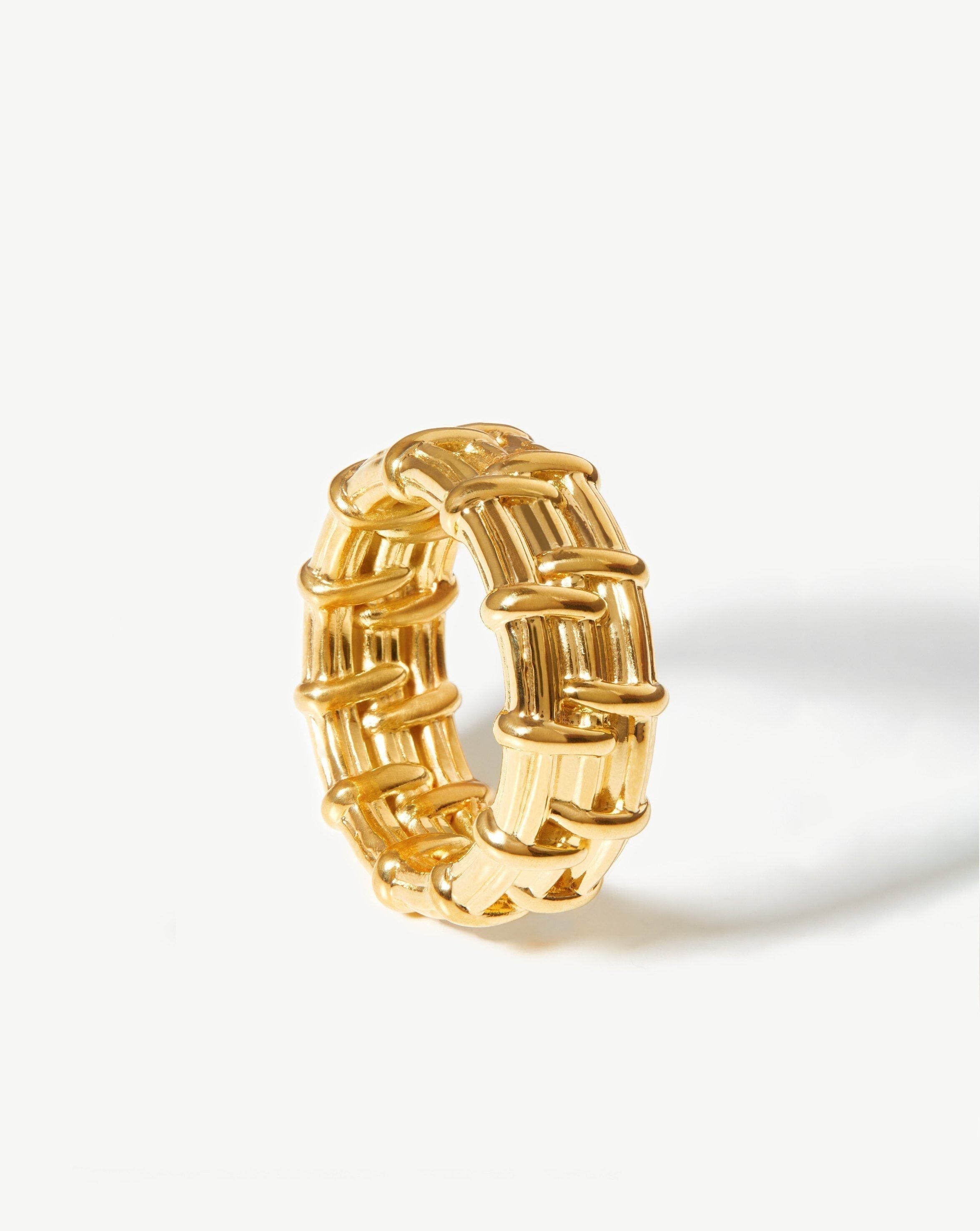 Wide Raffia Ring | 18ct Gold Plated Rings Missoma 